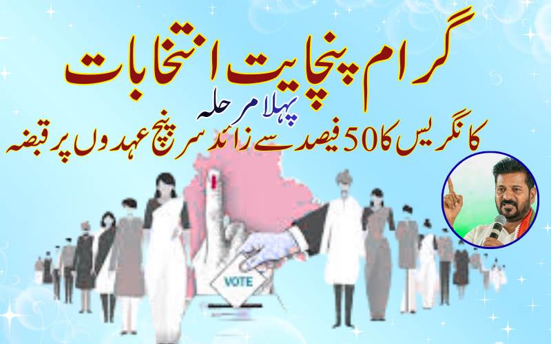  تلنگانہ: گرام پنچایت انتخابات پہلے مرحلے میں کانگریس نے کیا کلین سویپ